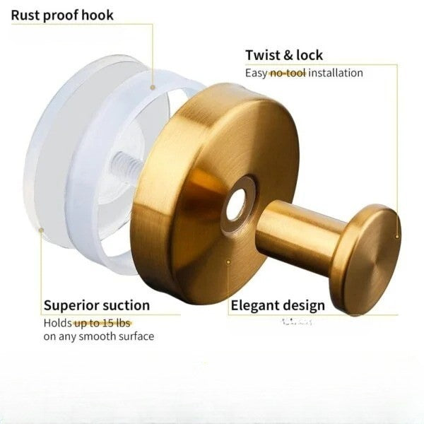 Suction Cup Hooks with Twist Lock and 10 Pound Capacity, Set of 2