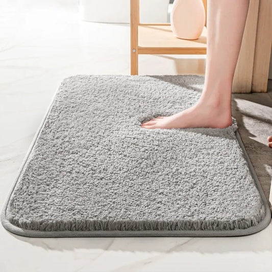 Plush High-Pile Bathroom Rug with Non-Slip Backing and Quick-Drying Fibers