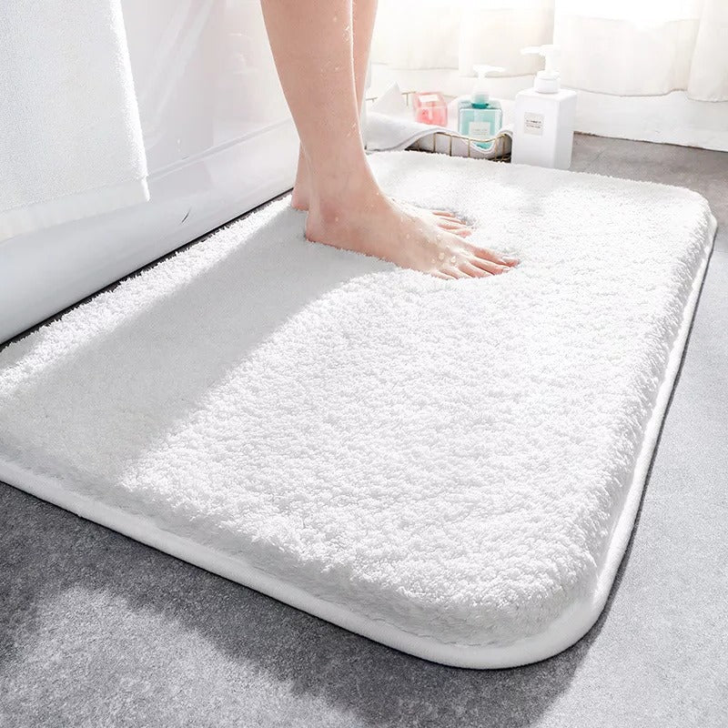 Plush High-Pile Bathroom Rug with Non-Slip Backing and Quick-Drying Fibers
