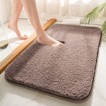 Plush High-Pile Bathroom Rug with Non-Slip Backing and Quick-Drying Fibers