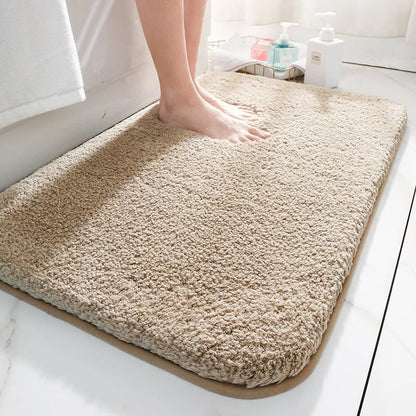 Plush High-Pile Bathroom Rug with Non-Slip Backing and Quick-Drying Fibers