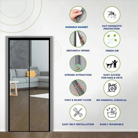 Magnetic Mesh Door Screen – Easy Install Mosquito Net