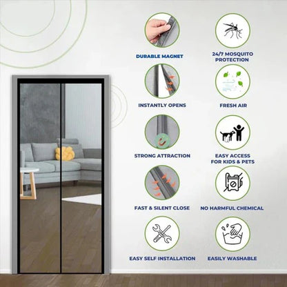 Magnetic Mesh Door Screen – Easy Install Mosquito Net