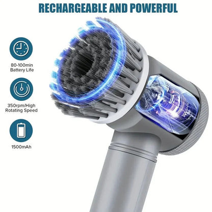 Turbo Electric Spin Scrubber – Cordless Cleaner with Brush Heads Kit