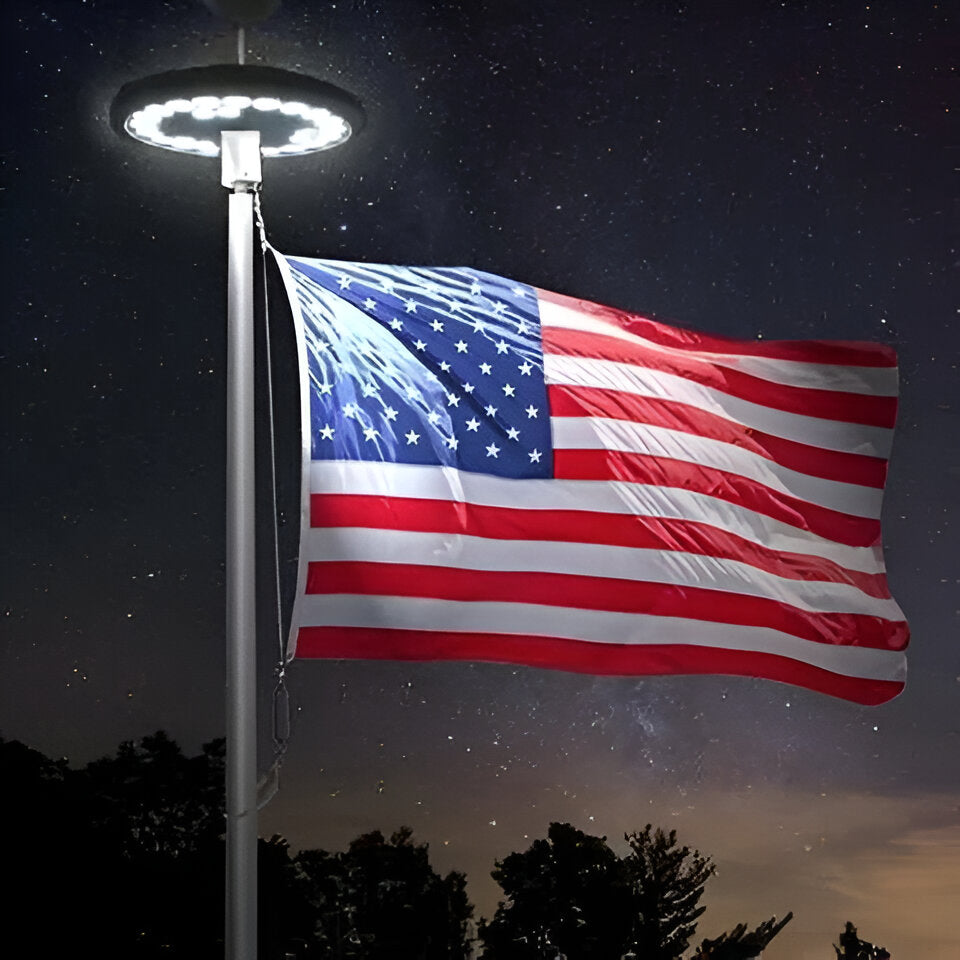 Solar Flagpole Light with 26 White LEDs and Auto-Sensing Activation, IP67 Waterproof