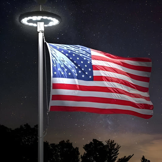 Solar Flagpole Light with 26 White LEDs and Auto-Sensing Activation, IP67 Waterproof