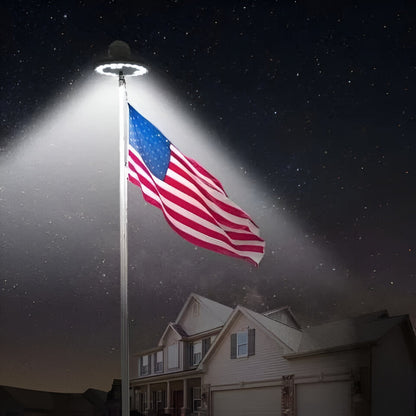 Solar Flagpole Light with 26 White LEDs and Auto-Sensing Activation, IP67 Waterproof