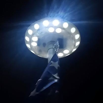 Solar Flagpole Light with 26 White LEDs and Auto-Sensing Activation, IP67 Waterproof