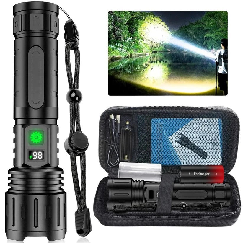 Long Range LED Flashlight with Adjustable Focus and 5 Light Modes, IPX5 Water Resistant