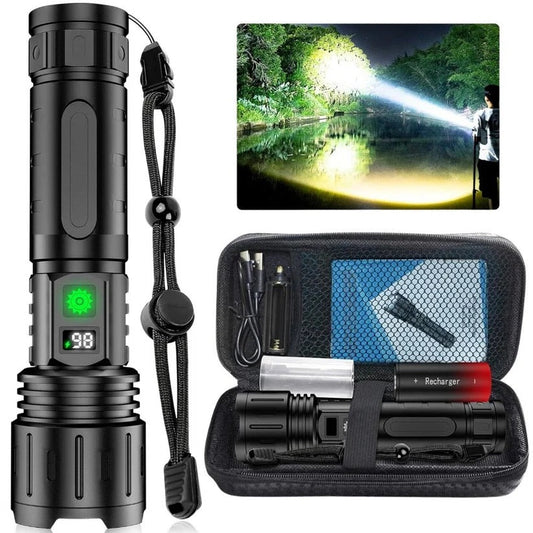 Long Range LED Flashlight with Adjustable Focus and 5 Light Modes, IPX5 Water Resistant