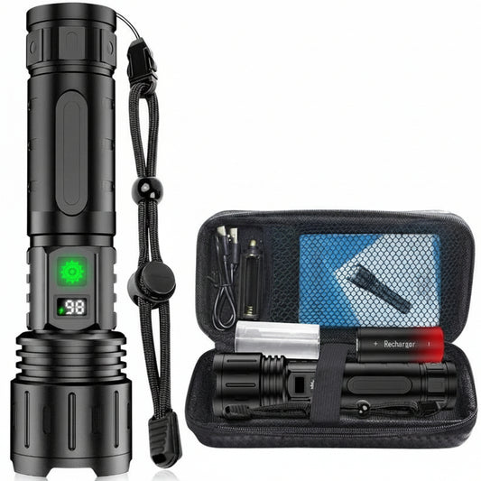 LED Flashlight with Adjustable Beam Focus and Power Bank Function, IPX5 Water Resistant