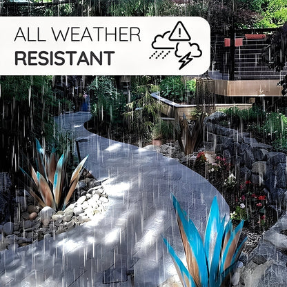 Metal Agave Sculpture with Rust Finish and Weather Resistant Coating for Indoor Outdoor