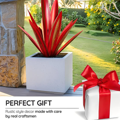Metal Agave Sculpture with Rust Finish and Weather Resistant Coating for Indoor Outdoor