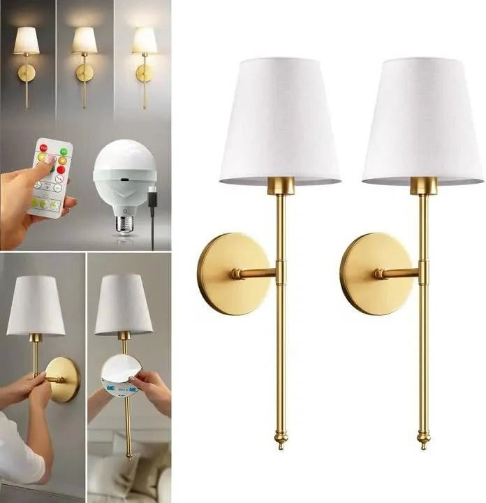 Cordless Wall Sconce with Adjustable Brightness and Remote Control, 630 Lumens