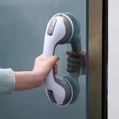 Bathroom Safety Handle with Dual Suction Cups and Locking Latches