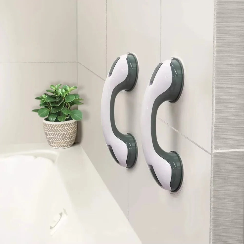 Bathroom Safety Handle with Dual Suction Cups and Locking Latches