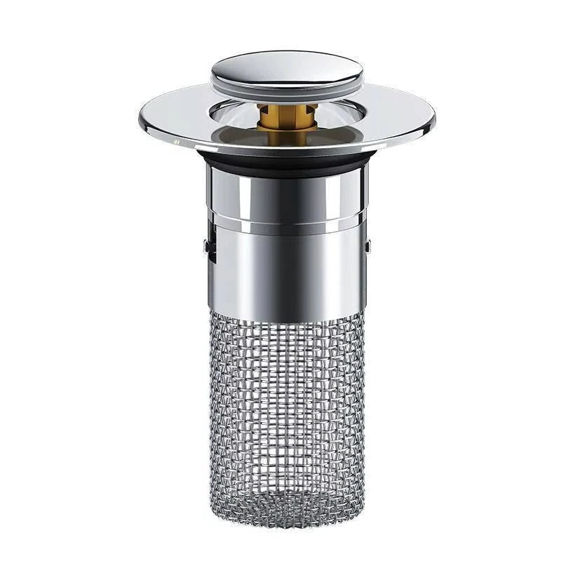 Sink Stopper with Removable Strainer Basket and Bounce Press Operation for Standard Drains