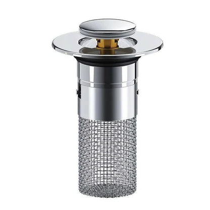 Sink Stopper with Removable Strainer Basket and Bounce Press Operation for Standard Drains