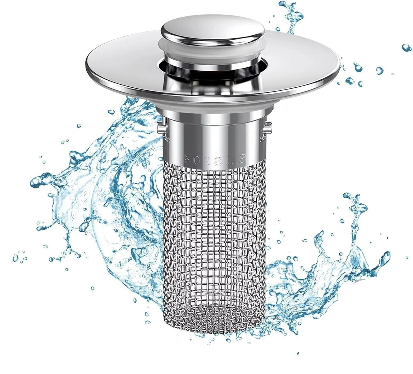 Sink Stopper with Removable Strainer Basket and Bounce Press Operation for Standard Drains