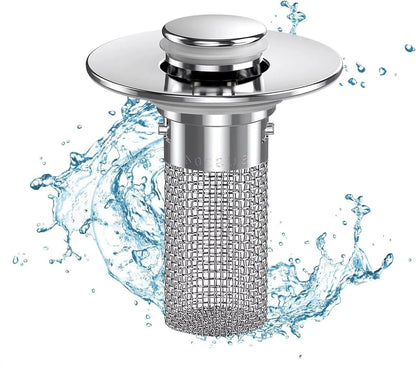 Sink Stopper with Removable Strainer Basket and Bounce Press Operation for Standard Drains