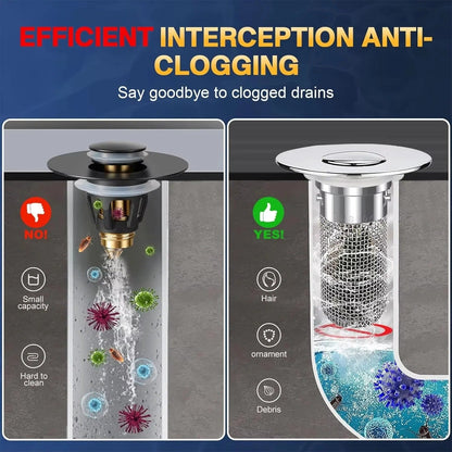 Sink Stopper with Removable Strainer Basket and Bounce Press Operation for Standard Drains