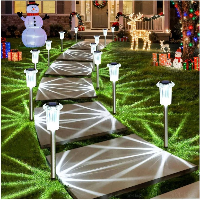 Solar Pathway Light with Snowflake Projection and Auto Sensor, 10-Pack IP64