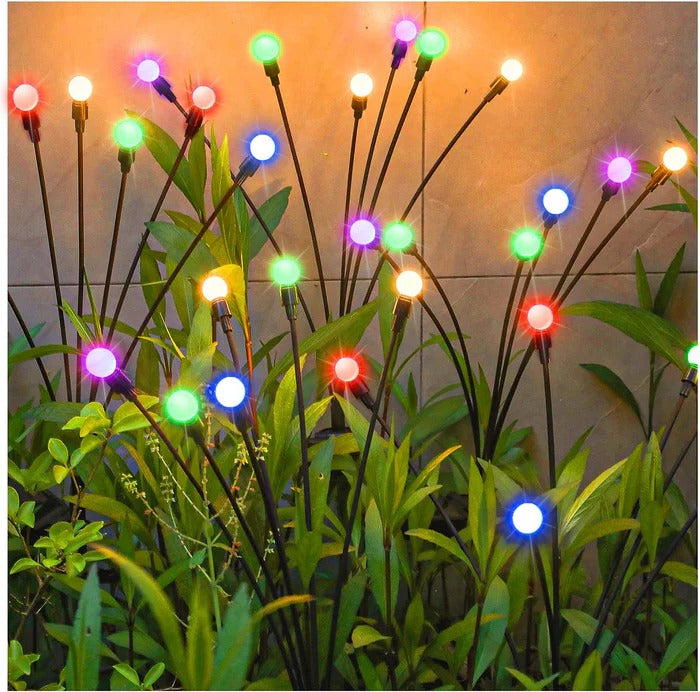 Solar Firefly Garden Light with Flexible Wire Stems and Dual Lighting Modes, 30in Height