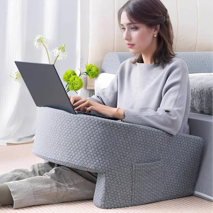 Memory Foam Reading Pillow, Bed Backrest with Pocket