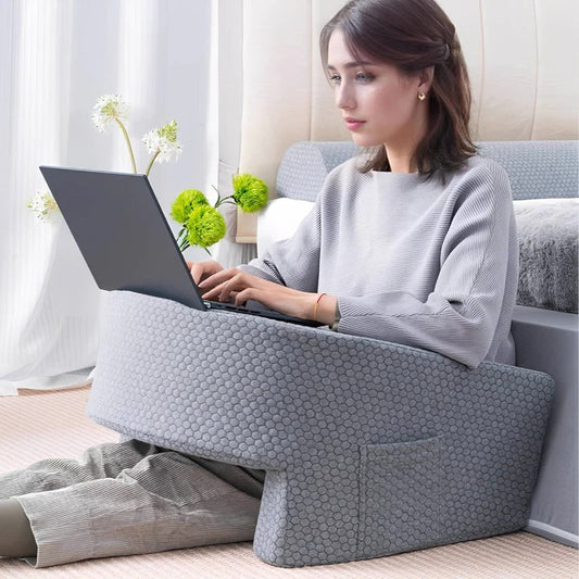 Memory Foam Reading Pillow, Bed Backrest with Pocket