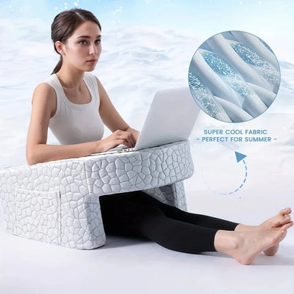 Memory Foam Reading Pillow, Bed Backrest with Pocket