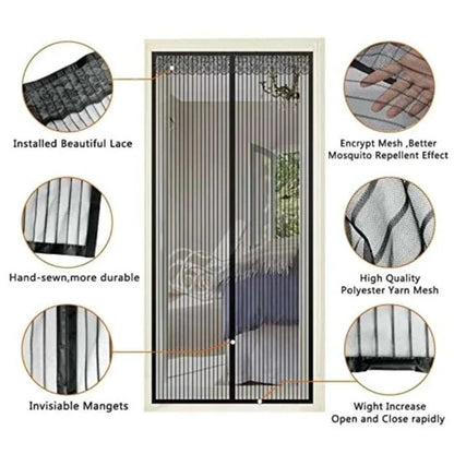 Magnetic Mesh Screen Door with Automatic Closure