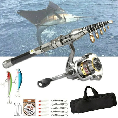 Telescopic Fishing Rod Combo with Spinning Reel and Protective Bag, 5.9ft