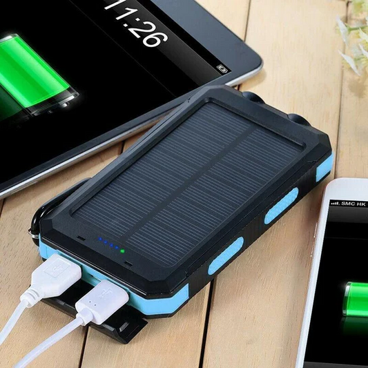 Solar Power Bank, Dual USB Portable Water-Resistant Charger