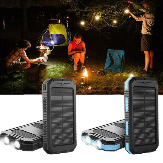 Solar Power Bank, Dual USB Portable Water-Resistant Charger