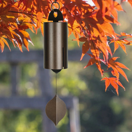Dual Chamber Wind Bell with Rich Resonant Tones and Ash Wood Clapper