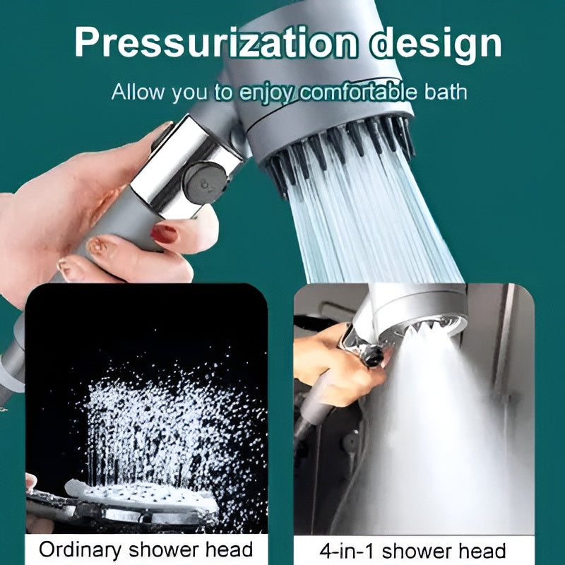 Pressure Boosting Showerhead with 9 Layer Filtration and Push Button Control