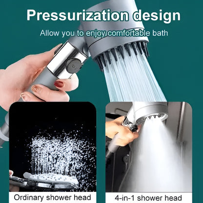 Pressure Boosting Showerhead with 9 Layer Filtration and Push Button Control