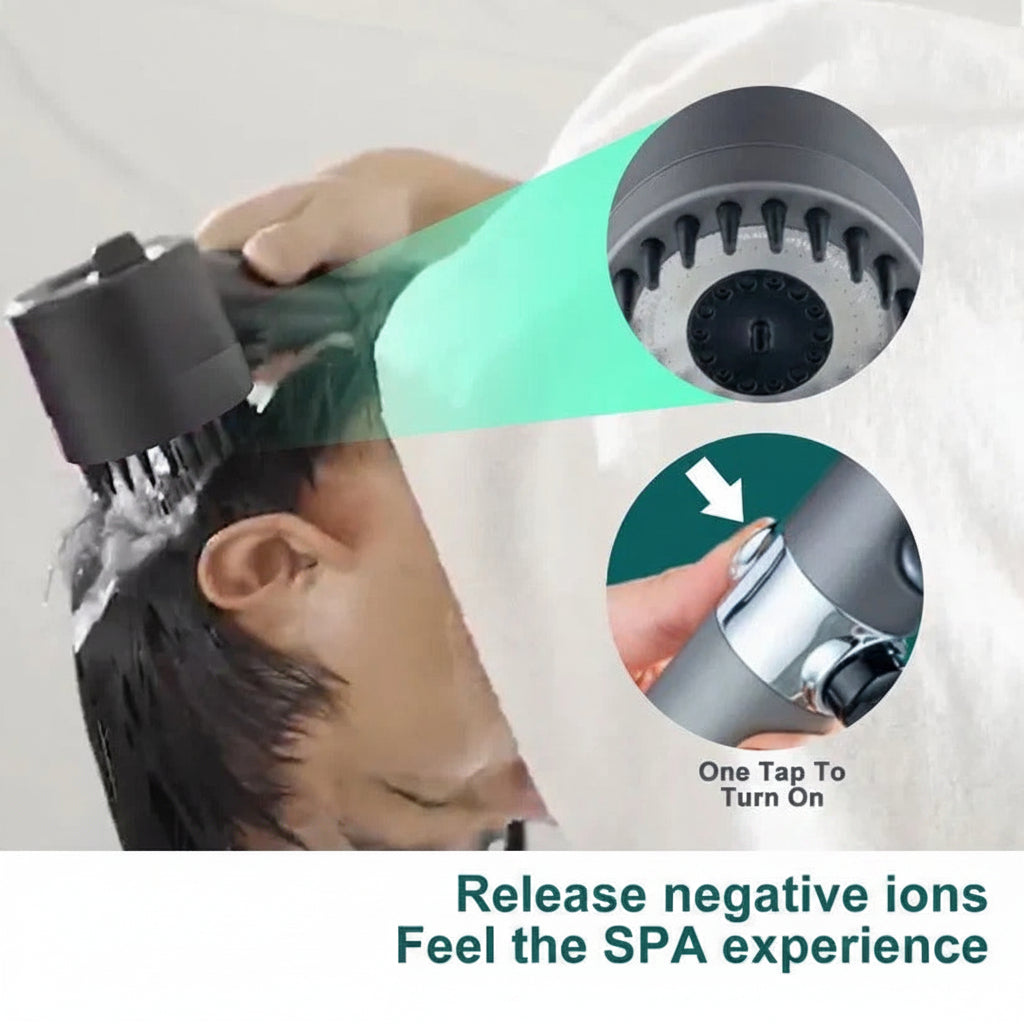 Pressure Boosting Showerhead with 9 Layer Filtration and Push Button Control