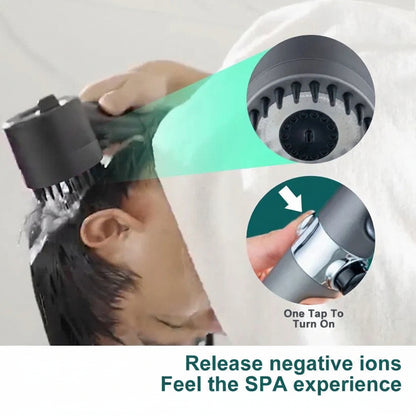 Pressure Boosting Showerhead with 9 Layer Filtration and Push Button Control