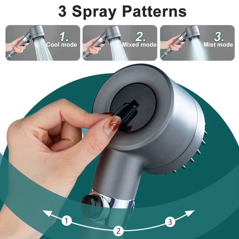 Pressure Boosting Showerhead with 9 Layer Filtration and Push Button Control