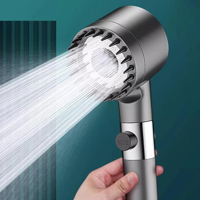 Pressure Boosting Showerhead with 9 Layer Filtration and Push Button Control