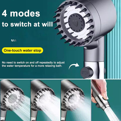 Pressure Boosting Showerhead with 9 Layer Filtration and Push Button Control