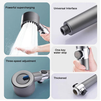 Pressure Boosting Showerhead with 9 Layer Filtration and Push Button Control