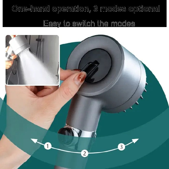 Pressure Boosting Showerhead with 9 Layer Filtration and Push Button Control