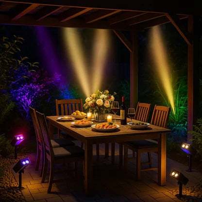 Solar Spot Light with Adjustable Zoom Lens and RGB Color Modes, IP65 Waterproof