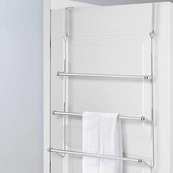 Four-Bar Over-Door Towel Rack with Metal Construction