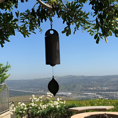 Dual Chamber Wind Bell with Rich Resonant Tones and Ash Wood Clapper