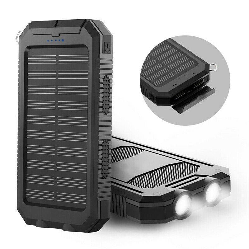 Portable Solar Power Bank with Dual USB Ports and LED Flashlight, 500000mAh