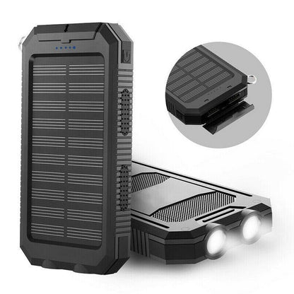Portable Solar Power Bank with Dual USB Ports and LED Flashlight, 500000mAh