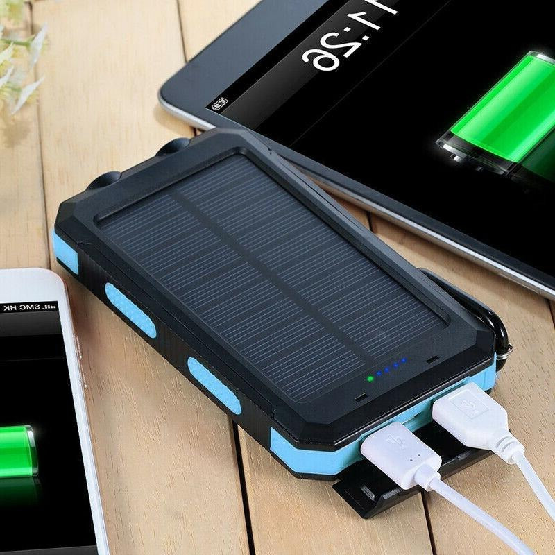 Portable Solar Power Bank with Dual USB Ports and LED Flashlight, 500000mAh